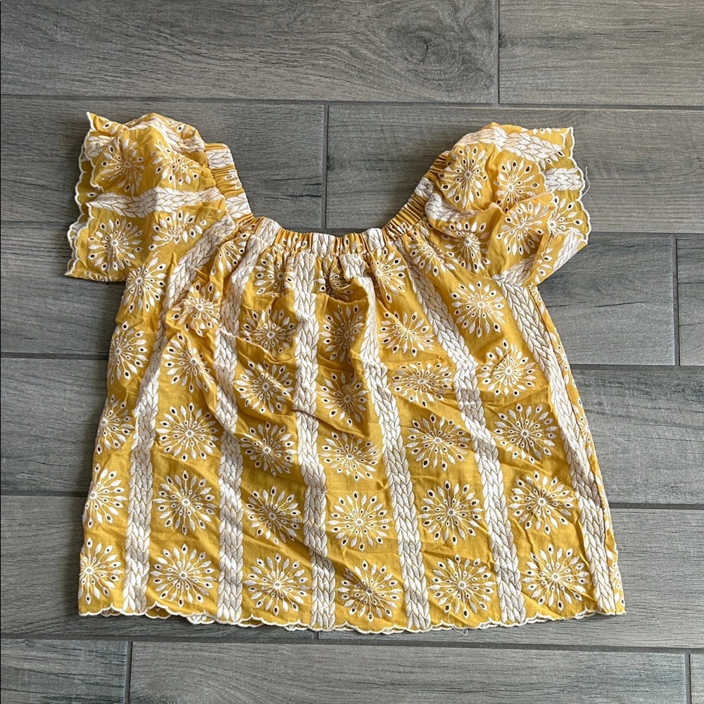 Vici Yellow Embroidered Blouse